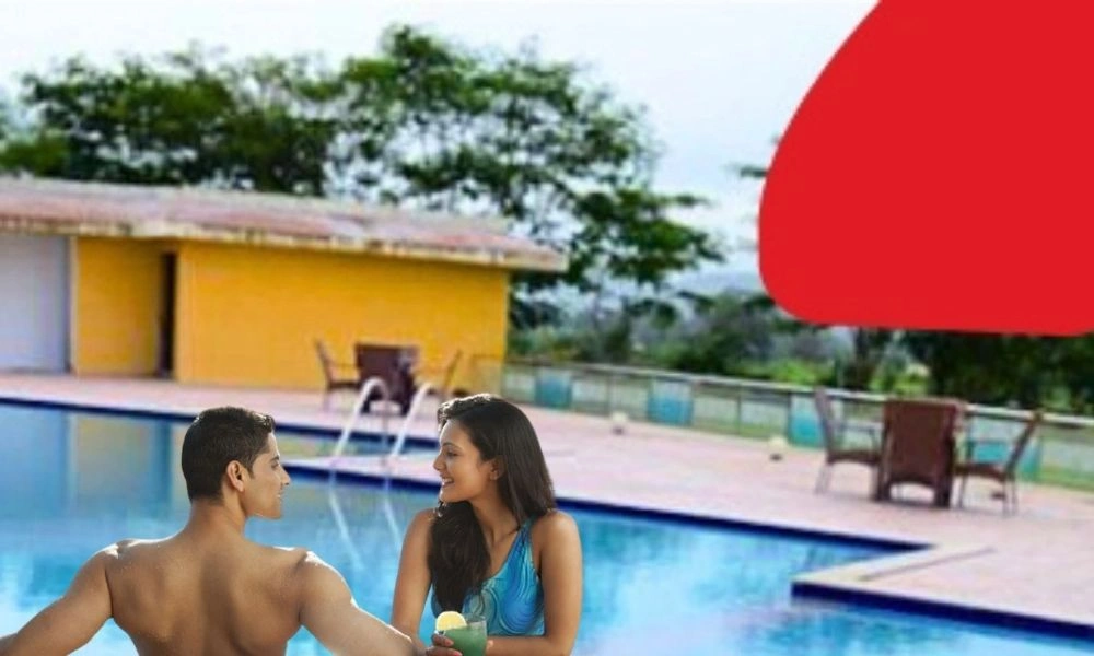 Couple Relaxing Poolside View