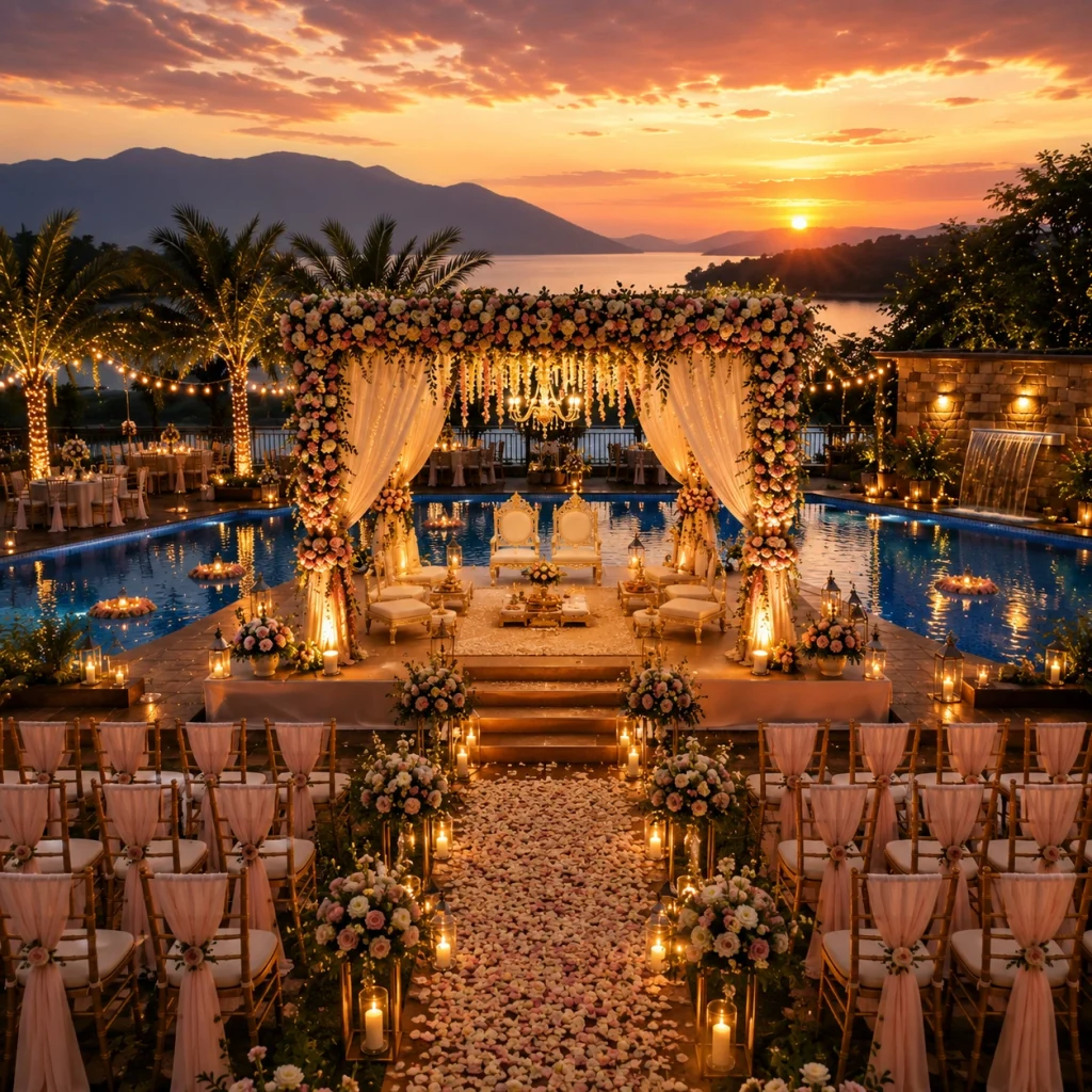 Poolside wedding