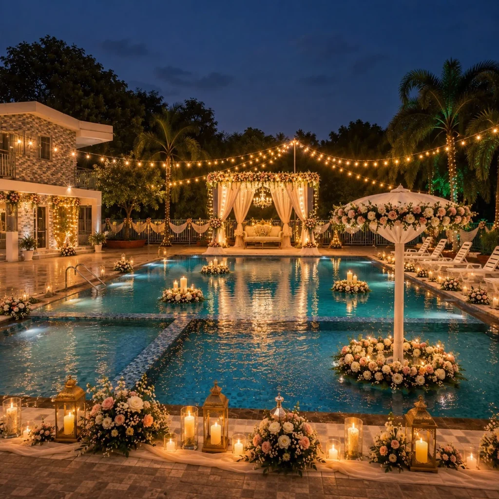 Pool Side Wedding